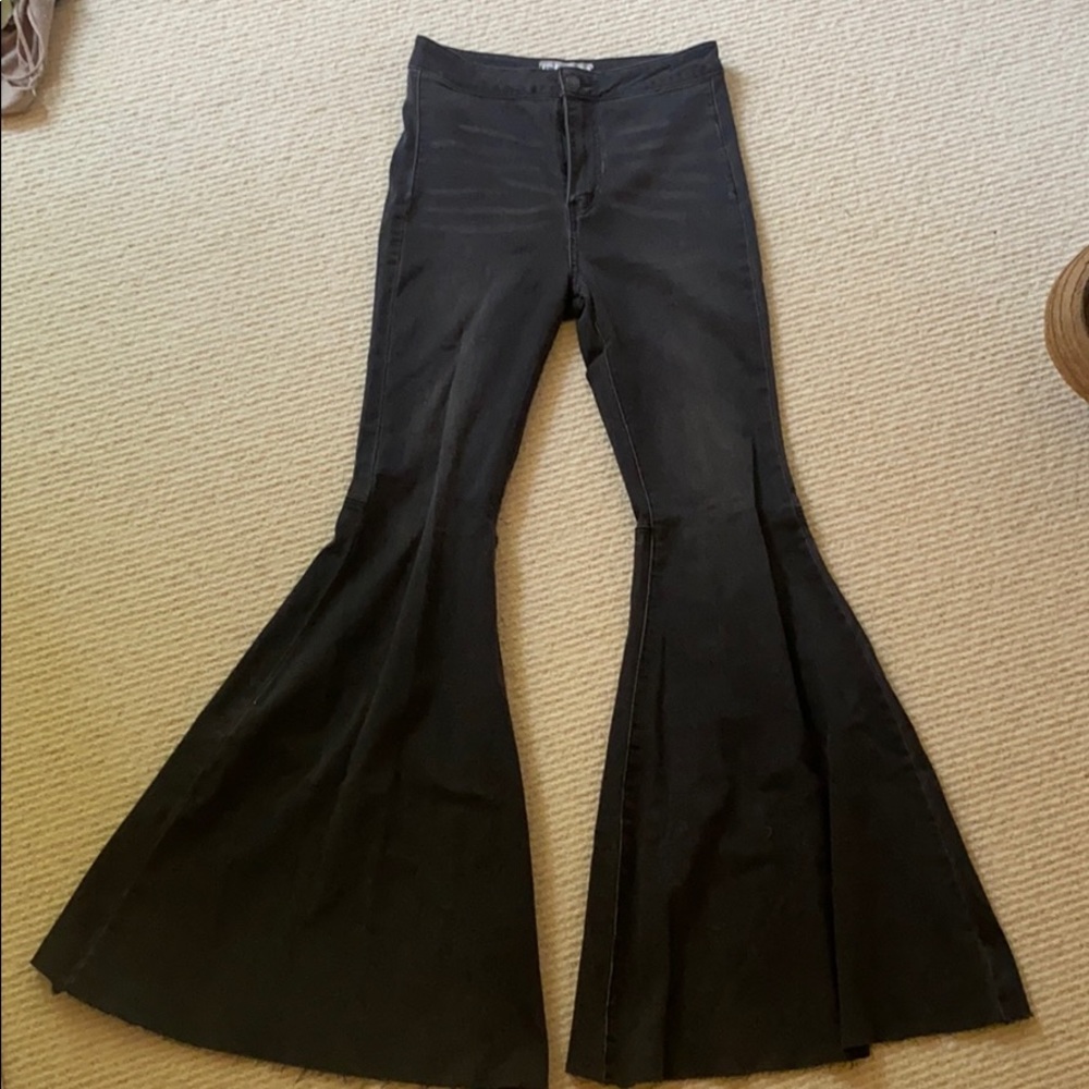 Just Float On Free People Black Flare Jeans